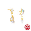 Wholesale S925 Sterling Silver Geometric Light Luxury Earrings With Electroplating Eight Mang Star Water Drops Design
