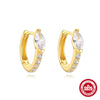 Wholesale S925 Sterling Silver Geometric Light Luxury Elegant Earrings With Electroplating And Zircon Inlay