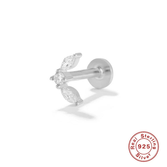 Wholesale S925 Sterling Silver Geometric Lightning Star Moon Embedded Flat Head Internal Thread Electroplated Women's Cartilage Ear Stud Earrings