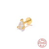 Wholesale S925 Sterling Silver Geometric Lightning Star Moon Embedded Flat Head Internal Thread Electroplated Women's Cartilage Ear Stud Earrings