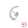 Wholesale S925 Sterling Silver Geometric Lightning Star Moon Embedded Flat Head Internal Thread Electroplated Women's Cartilage Ear Stud Earrings