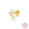 Wholesale S925 Sterling Silver Geometric Lightning Star Moon Embedded Flat Head Internal Thread Electroplated Women's Cartilage Ear Stud Earrings