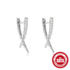 Wholesale S925 Sterling Silver Geometric Line Cross X Shaped Electroplated Women's Earrings