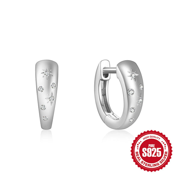 Wholesale S925 Sterling Silver Geometric Love Chain Glossy Luxury Women's Huggie Hoops Earrings With Electroplating And Diamond Embedded Ear Buckle