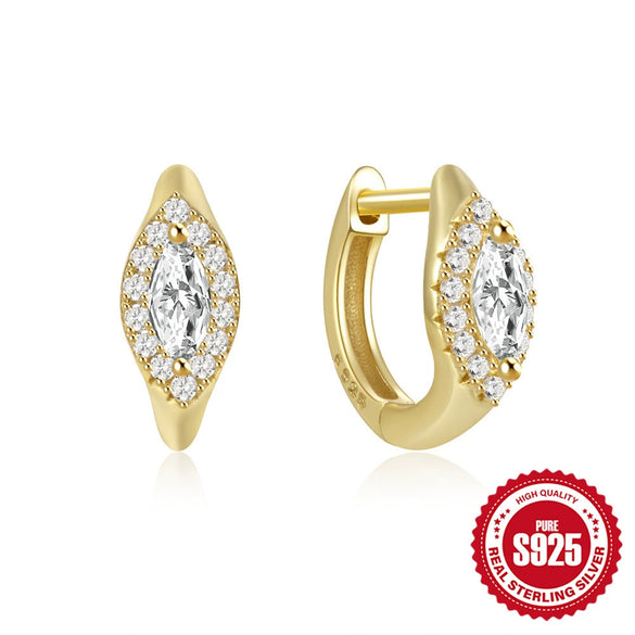 Wholesale S925 Sterling Silver Geometric Love Chain Glossy Luxury Women's Huggie Hoops Earrings With Electroplating And Diamond Embedded Ear Buckle