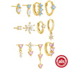 Wholesale S925 Sterling Silver Geometric Love Flower Earrings With Electroplating Treatment