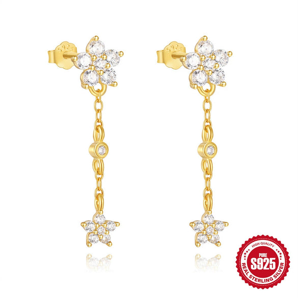 Wholesale S925 Sterling Silver Geometric Love Fourleaf Flower Petal Drop Earrings For Women