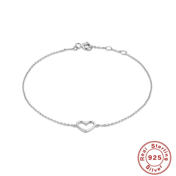 Wholesale S925 Sterling Silver Geometric Love Glossy Electroplated Women's Bracelet