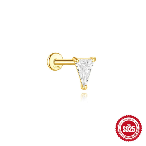 Wholesale S925 Sterling Silver Geometric Marquise Opal Diamondencrusted Unisex Threaded Piercing Earrings With Environmentally Friendly Electroplating