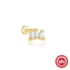 Wholesale S925 Sterling Silver Geometric Marquise Opal Diamondencrusted Unisex Threaded Piercing Earrings With Environmentally Friendly Electroplating