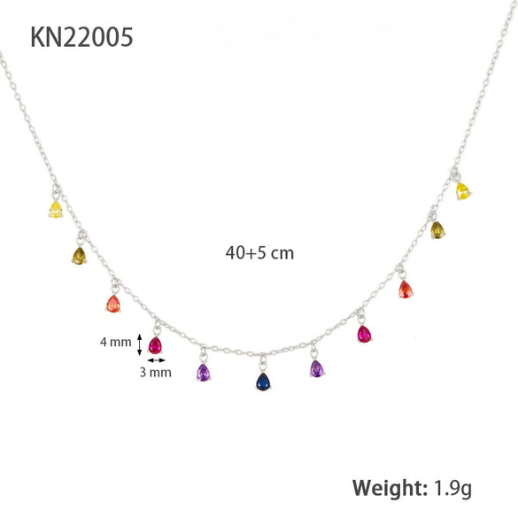 Wholesale S925 Sterling Silver Geometric Microencrusted Zirconium Water Drop Pendant Necklace For Women