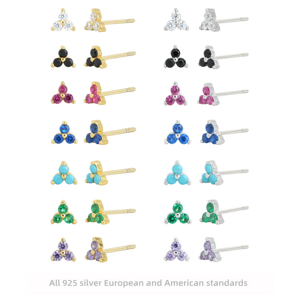 Wholesale S925 Sterling Silver Geometric Microinlay Stud Earrings For Women