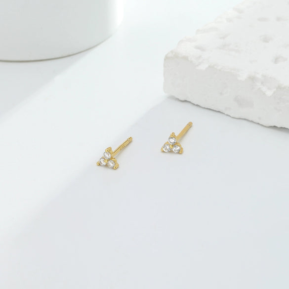 Wholesale S925 Sterling Silver Geometric Microinlay Stud Earrings For Women