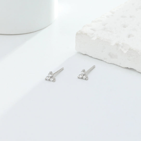 Wholesale S925 Sterling Silver Geometric Microinlay Stud Earrings For Women