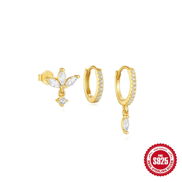 Wholesale S925 Sterling Silver Geometric Minimalist Horse Eye Diamond Women's Earrings With Electroplating