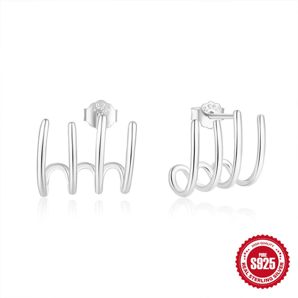 Wholesale S925 Sterling Silver Geometric Minimalist Stud Earrings With Electroplating