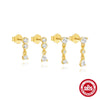 Wholesale S925 Sterling Silver Geometric Minimalist Tassel Earrings Set For Ladies
