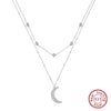 Wholesale S925 Sterling Silver Geometric Moon Pendant Clavicle Chain Necklace For Women With Electroplating Treatment