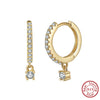 Wholesale S925 Sterling Silver Geometric Natural Style Electroplated White Zirconium Pendant Earrings For Women