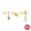 Wholesale S925 Sterling Silver Geometric Ocean Jellyfish Shell Pearl Piercing Earrings Cartilage Spiral Nose Ring Ear Bone Nail With Zirconia Design