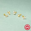 Wholesale S925 Sterling Silver Geometric Opal Diamond Flat Head Puncture Internal Thread Ear Bone Nail Earrings With Environmentally Friendly Plating