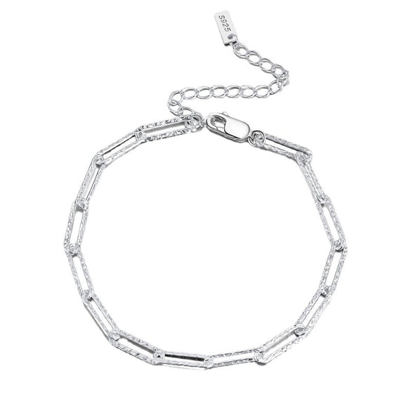 Wholesale S925 Sterling Silver Geometric Paperclip Bracelet For Women With Electroplating