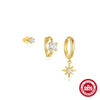 Wholesale S925 Sterling Silver Geometric Pattern Studded Trendy Earrings With Electroplating For Women