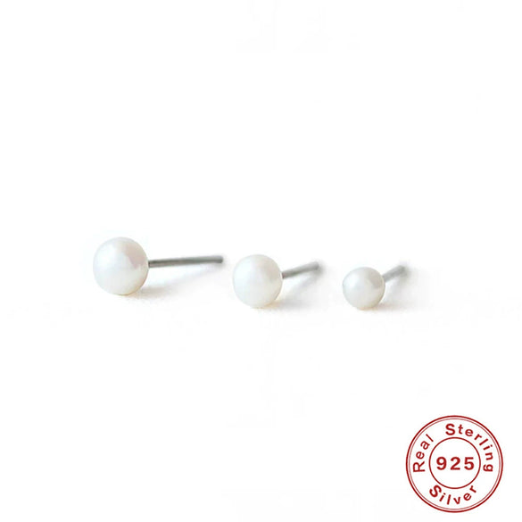 Wholesale S925 Sterling Silver Geometric Pearl Stud Earrings For Women Platinum Plated