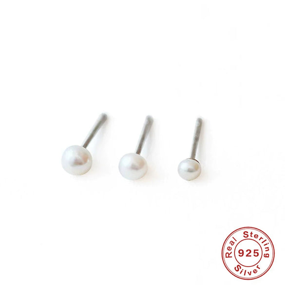 Wholesale S925 Sterling Silver Geometric Pearl Stud Earrings For Women Platinum Plated