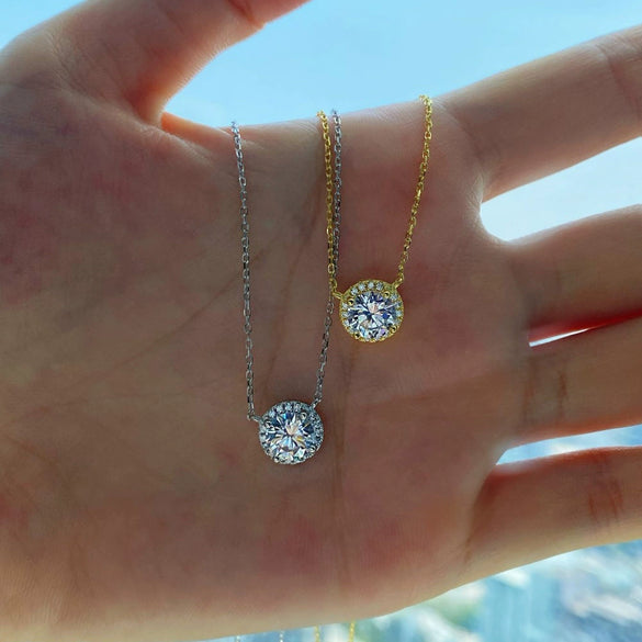 Wholesale S925 Sterling Silver Geometric Pendant Necklace With Inlaid Simulation Diamond And O Chain Light Luxury Style