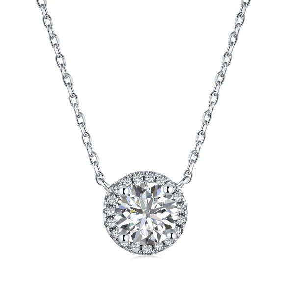 Wholesale S925 Sterling Silver Geometric Pendant Necklace With Inlaid Simulation Diamond And O Chain Light Luxury Style