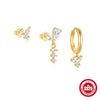 Wholesale S925 Sterling Silver Geometric Petal And Fivepointed Star Earrings For Women With Electroplating