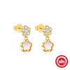 Wholesale S925 Sterling Silver Geometric Petal Earrings With Zirconia For Women