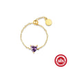 Wholesale S925 Sterling Silver Geometric Pull Out Chain Ring With Electroplating And Real Gold Plating For Women
