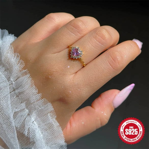 Wholesale S925 Sterling Silver Geometric Pull Out Chain Ring With Electroplating And Real Gold Plating For Women