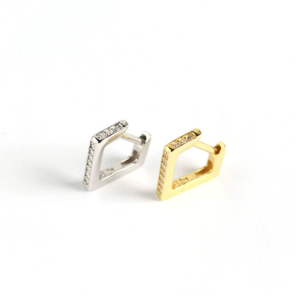 Wholesale S925 Sterling Silver Geometric Quadrilateral Diamond Design Earrings For Women With Electroplating