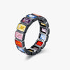 Wholesale S925 Sterling Silver Geometric Rainbow Square Ring For Women Electroplated Luxury Style