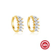 Wholesale S925 Sterling Silver Geometric Rectangular Zircon U Shaped Earring With Electroplating