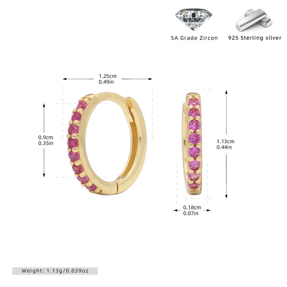 Wholesale S925 Sterling Silver Geometric Red Zircon Round Earring With Electroplating