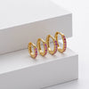 Wholesale S925 Sterling Silver Geometric Red Zircon Round Earring With Electroplating