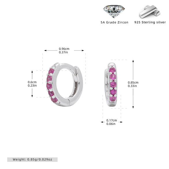 Wholesale S925 Sterling Silver Geometric Red Zircon Round Earring With Electroplating