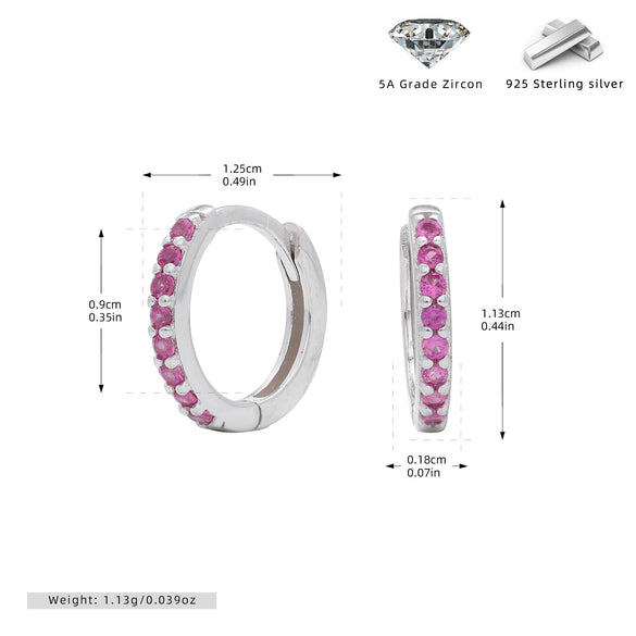 Wholesale S925 Sterling Silver Geometric Red Zircon Round Earring With Electroplating