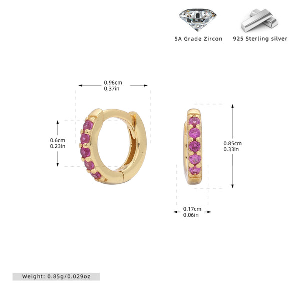 Wholesale S925 Sterling Silver Geometric Red Zircon Round Earring With Electroplating