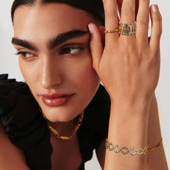 Wholesale S925 Sterling Silver Geometric Retractable Ring Bracelet Electroplated Niche Fashion Simple Women's Jewelry