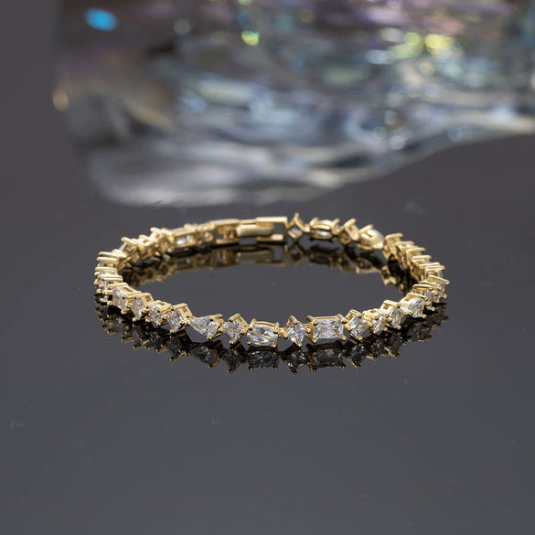 Wholesale S925 Sterling Silver Geometric Rhombus Rectangular Zircon Electroplated Women's Bracelet