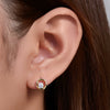Wholesale S925 Sterling Silver Geometric Round Cut Out Zircon Women's Earrings Set With Precious Stones