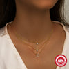 Wholesale S925 Sterling Silver Geometric Round Diamondencrusted Threelayer Stacked Collarbone Chain Electroplated Necklace For Women