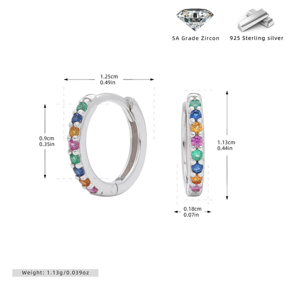 Wholesale S925 Sterling Silver Geometric Round Ear Buckle Set With Colorful Zircon Earrings Electroplated For Women And Unisex