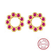 Wholesale S925 Sterling Silver Geometric Round Hollow Electroplated Earrings