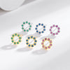Wholesale S925 Sterling Silver Geometric Round Hollow Electroplated Earrings